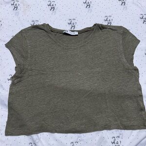 Zara Cropped Khaki Green Tee